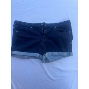 Mossimo Denim Mid-Rise Midi Shorts Dark Wash Power StretchCuffed Blue Size 14/32